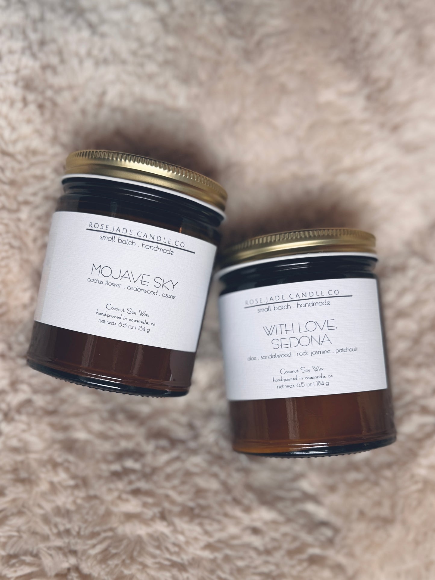 6.5 oz Desert Duo Candle Collection - Amber Glass Jar Candle | Organic Coconut Soy Wax Blend | Non-toxic | Clean burning Home Fragrance