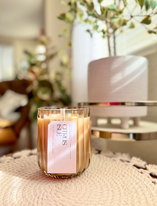 24 oz Heavy Fluted Jar Candle | Organic Coconut Soy Wax Blend | Non-toxic | Clean burning Home Fragrance