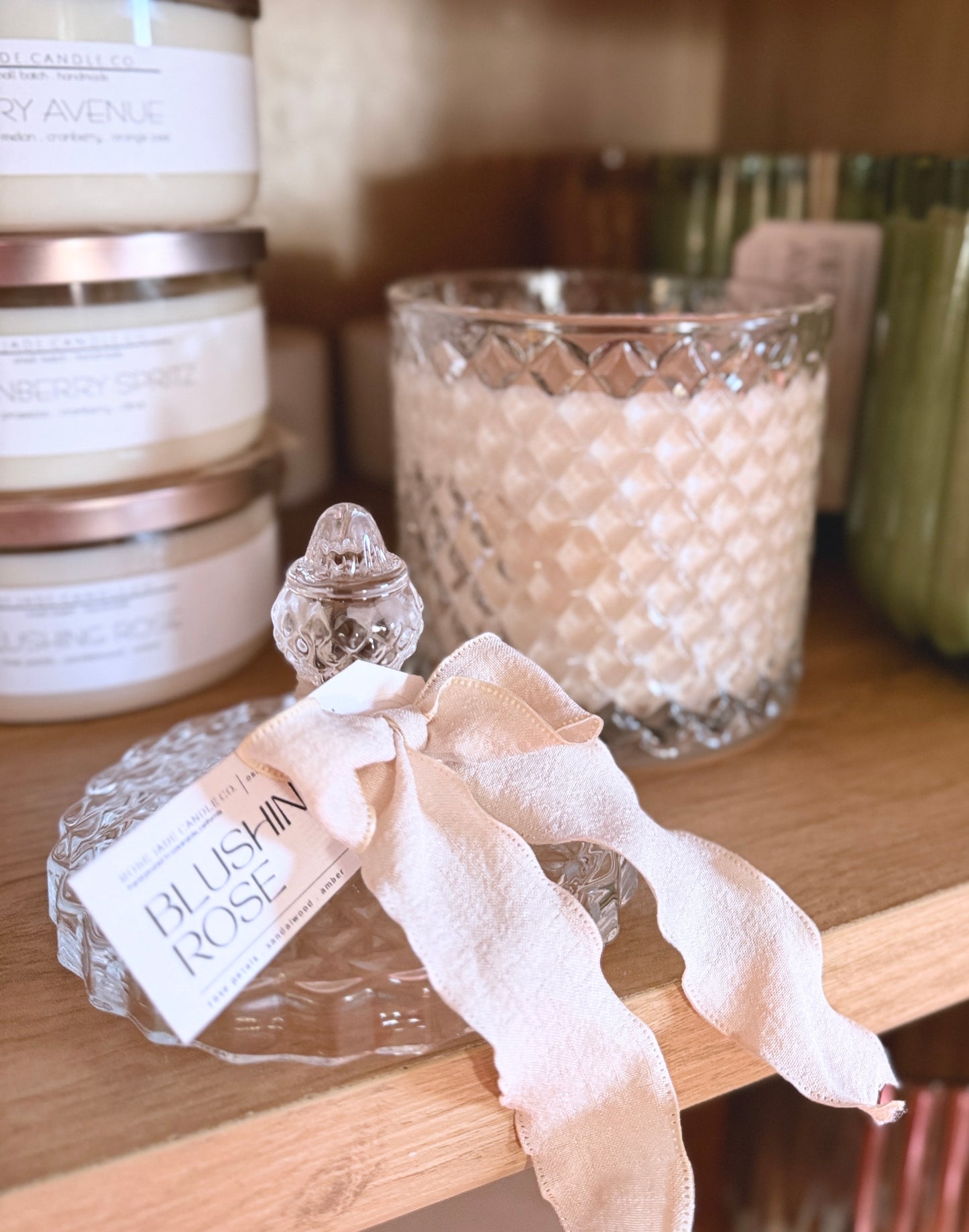 16 oz Crystal-Cut Glass Candy Jar Candle | Organic Coconut Soy Wax Blend | Non-toxic | Clean burning Home Fragrance