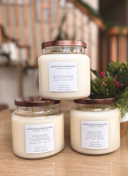 2025 WINTER HOLIDAY COLLECTION | organic coconut soy wax candles | paraffin-free | clean burning home fragrance