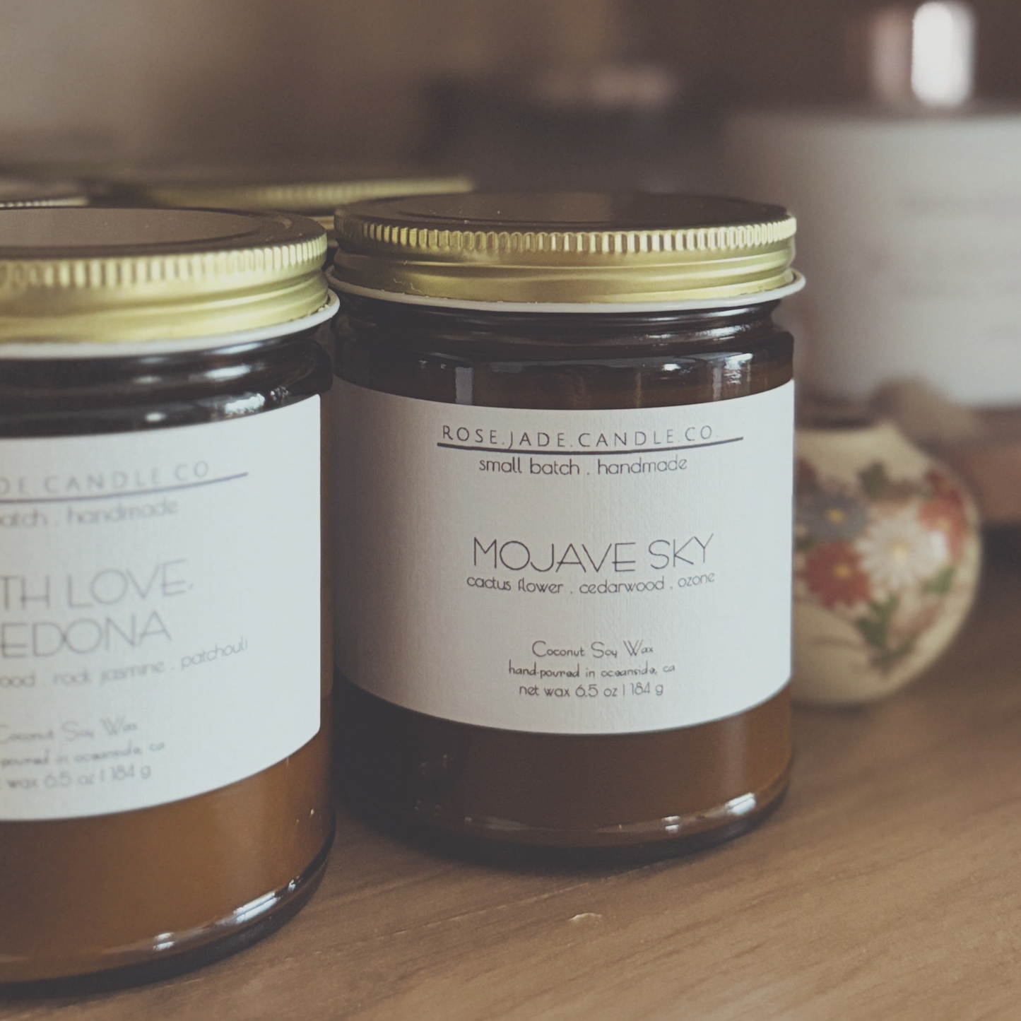 6.5 oz Desert Duo Candle Collection - Amber Glass Jar Candle | Organic Coconut Soy Wax Blend | Non-toxic | Clean burning Home Fragrance