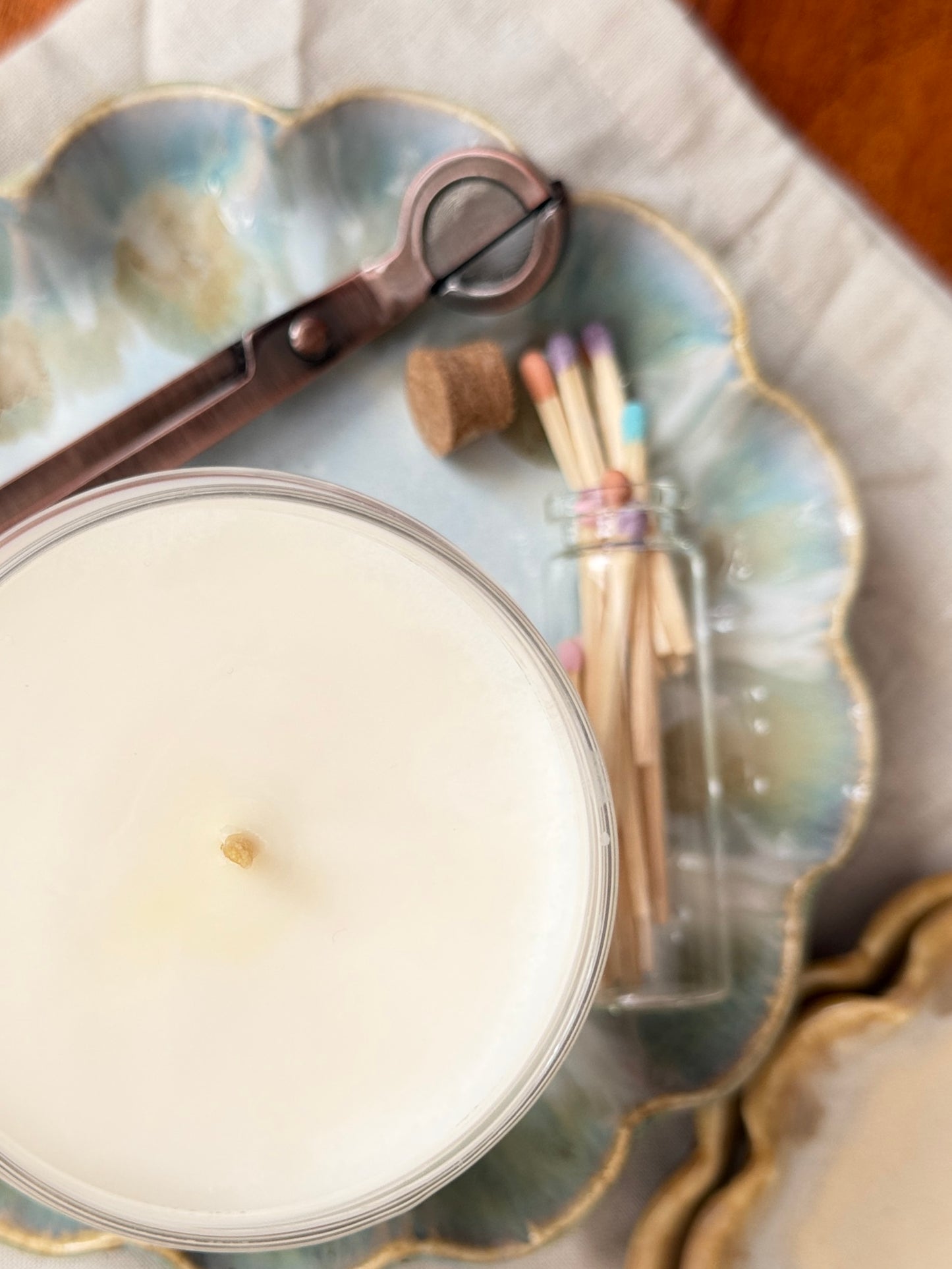 Handmade Clay Scalloped Candle Trays