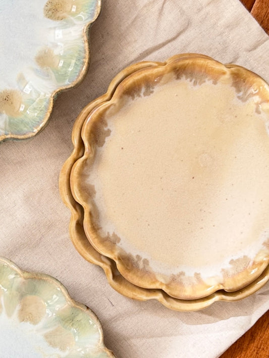 Handmade Clay Scalloped Candle Trays