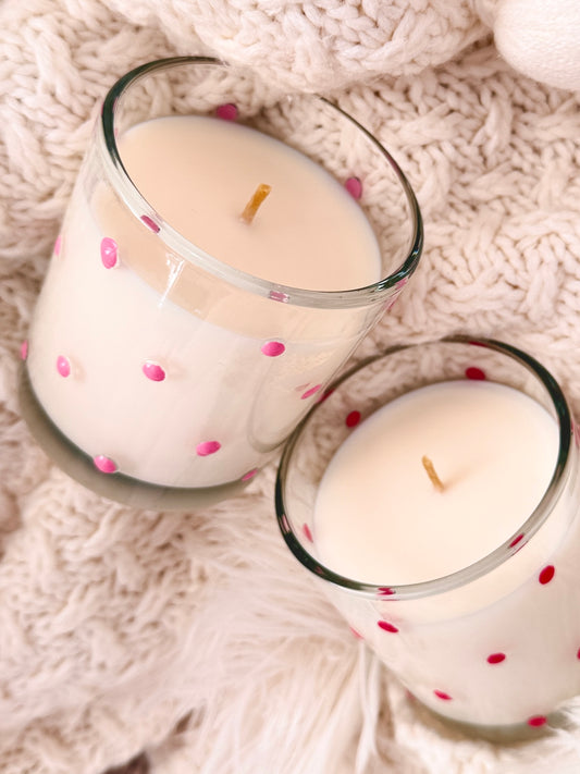 7 oz Polka Dot Candle | Organic Coconut Soy Wax Blend | Non-toxic | Clean burning Home Fragrance