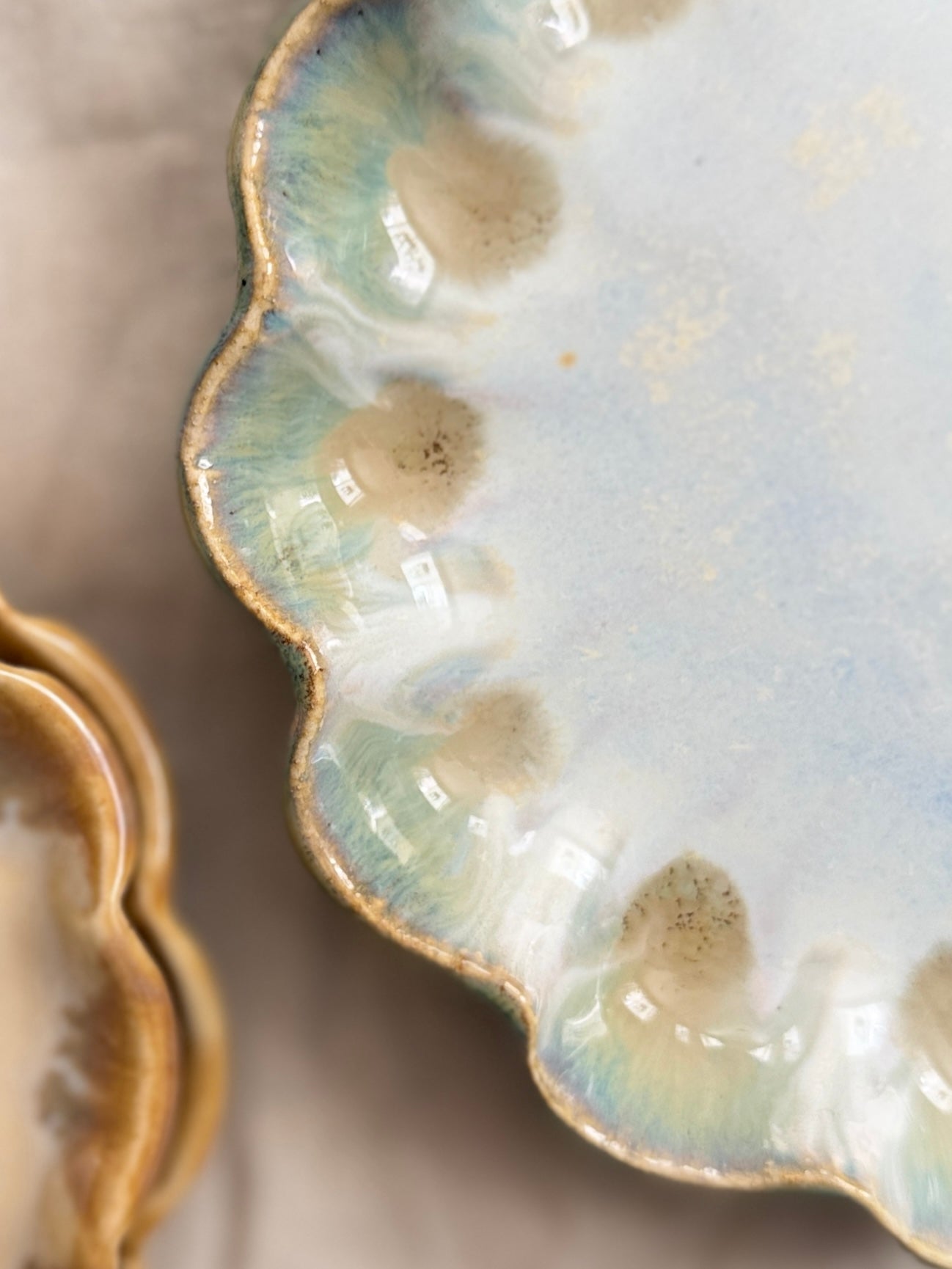 Handmade Clay Scalloped Candle Trays