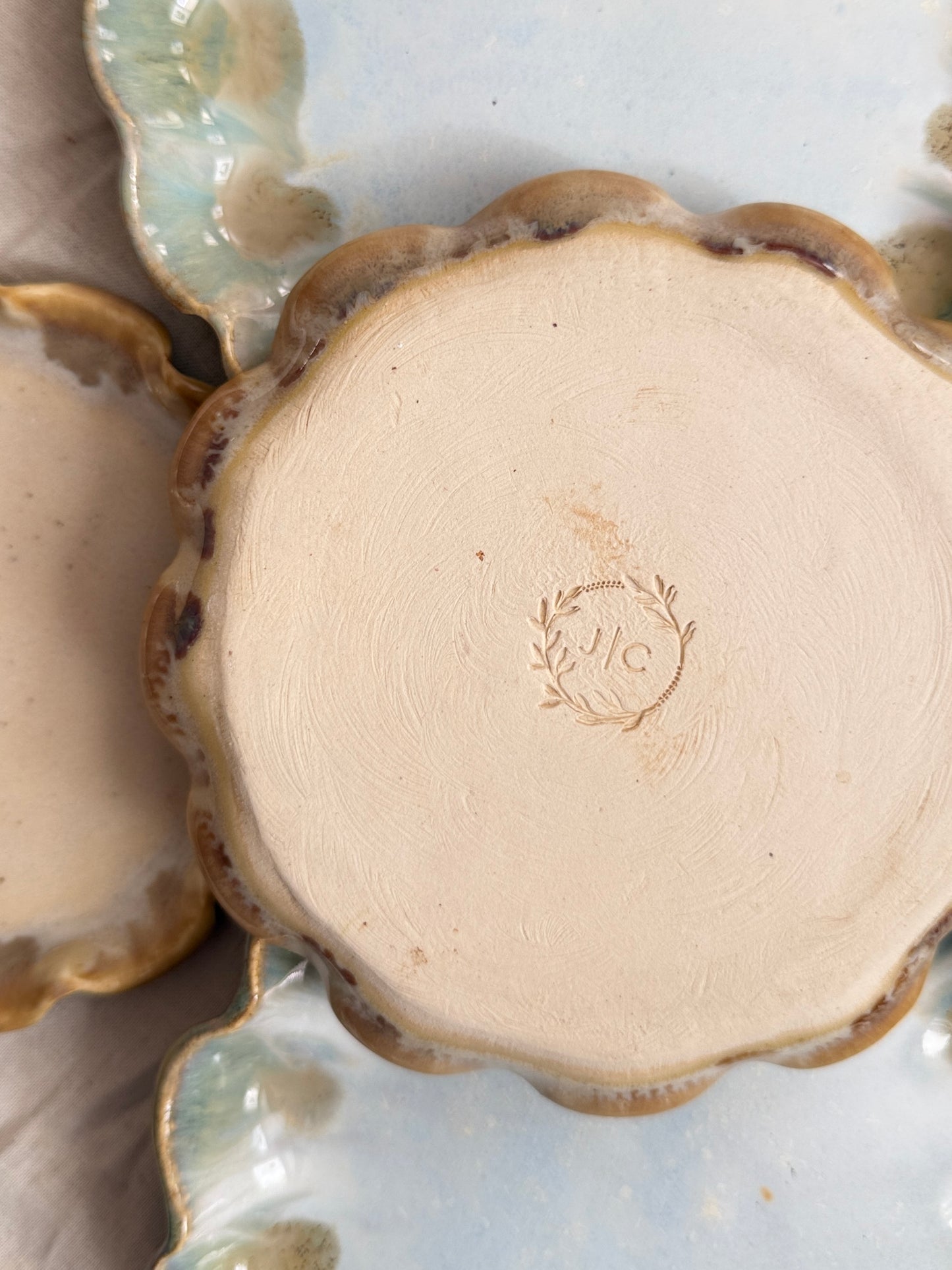 Handmade Clay Scalloped Candle Trays