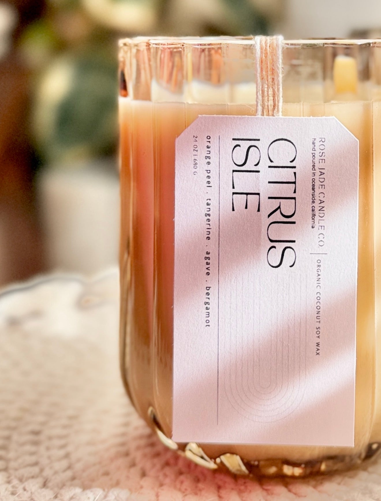 24 oz Heavy Fluted Jar Candle | Organic Coconut Soy Wax Blend | Non-toxic | Clean burning Home Fragrance