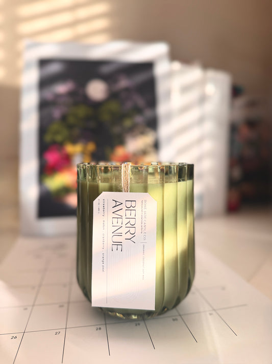 24 oz Heavy Fluted Jar Candle | Organic Coconut Soy Wax Blend | Non-toxic | Clean burning Home Fragrance