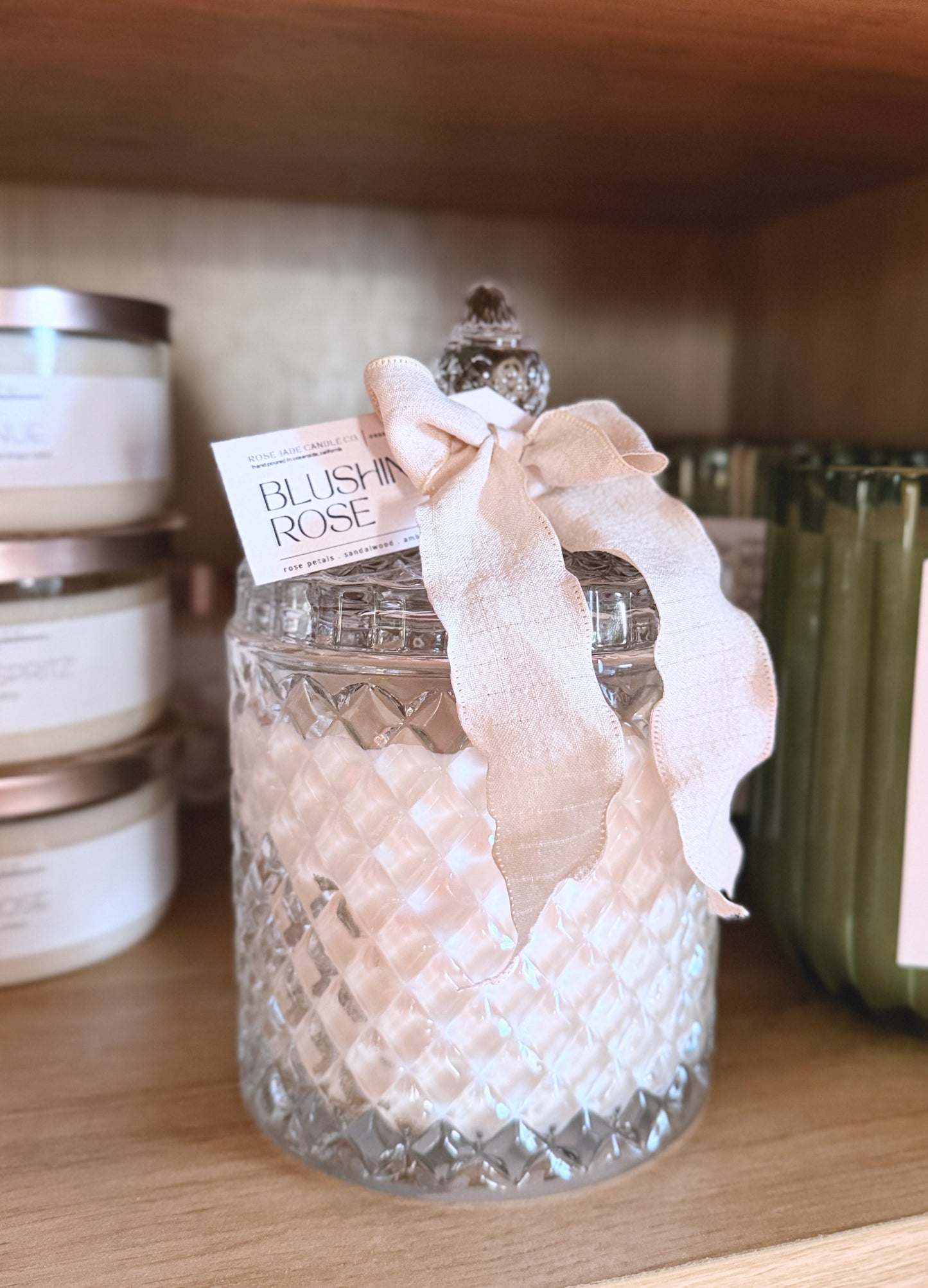 16 oz Crystal-Cut Glass Candy Jar Candle | Organic Coconut Soy Wax Blend | Non-toxic | Clean burning Home Fragrance